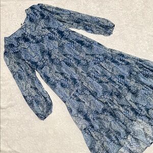 Joie Navy and Light Blue Long Sleeve Dress